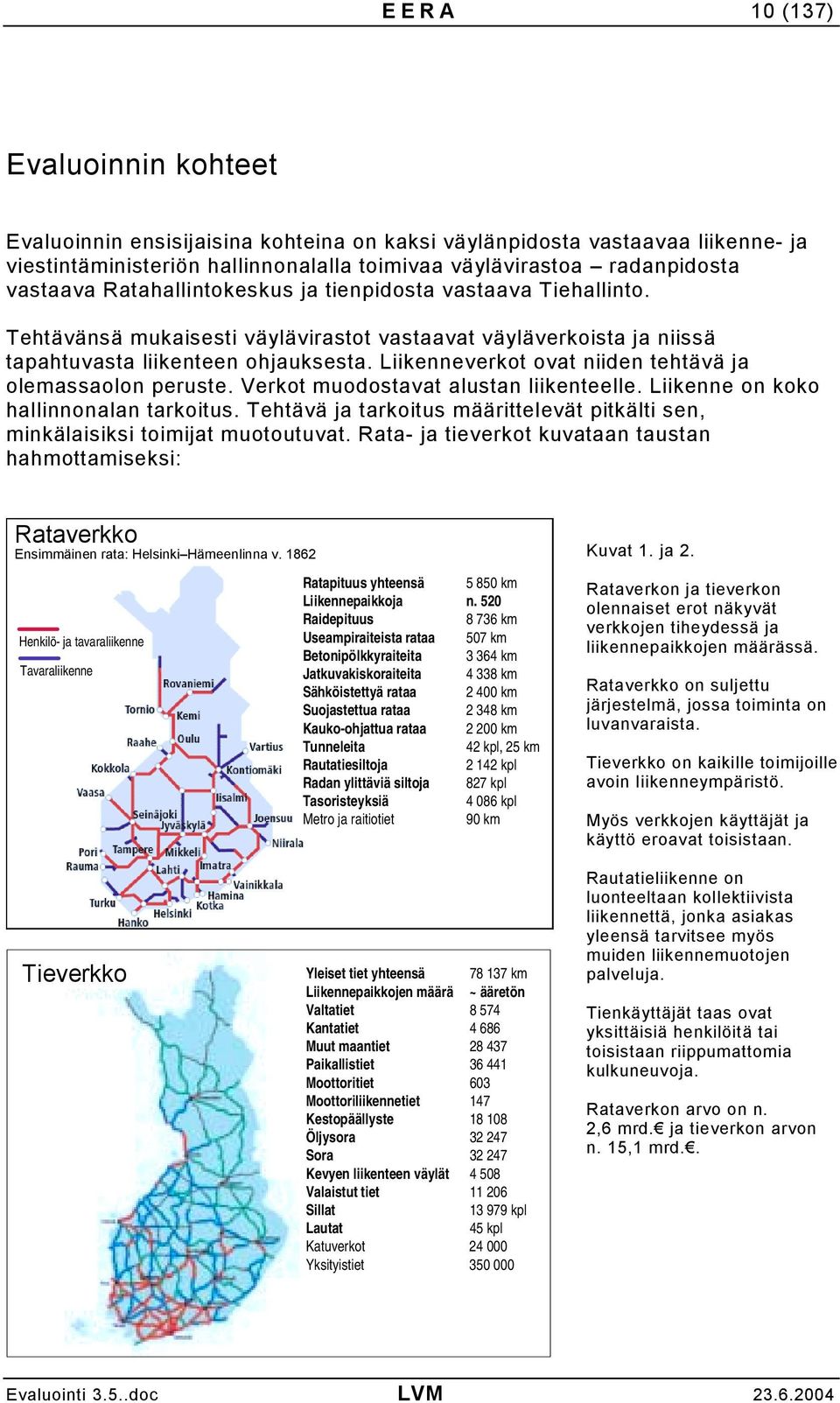 Liikenneverkot ovat niiden tehtävä ja olemassaolon peruste. Verkot muodostavat alustan liikenteelle. Liikenne on koko hallinnonalan tarkoitus.