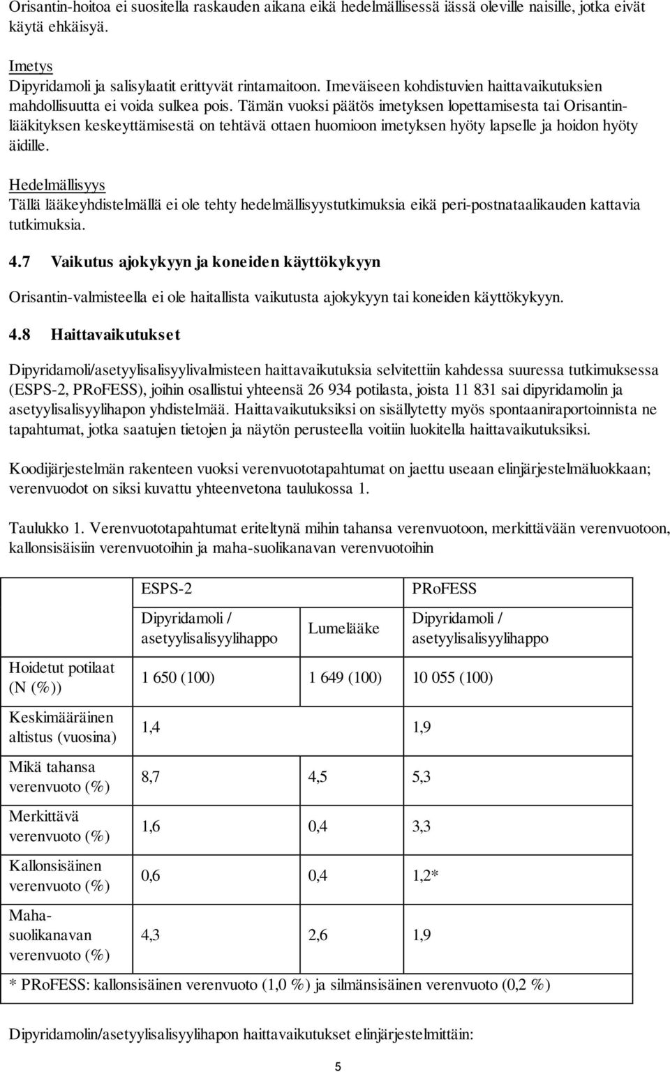 Tämän vuoksi päätös imetyksen lopettamisesta tai Orisantinlääkityksen keskeyttämisestä on tehtävä ottaen huomioon imetyksen hyöty lapselle ja hoidon hyöty äidille.