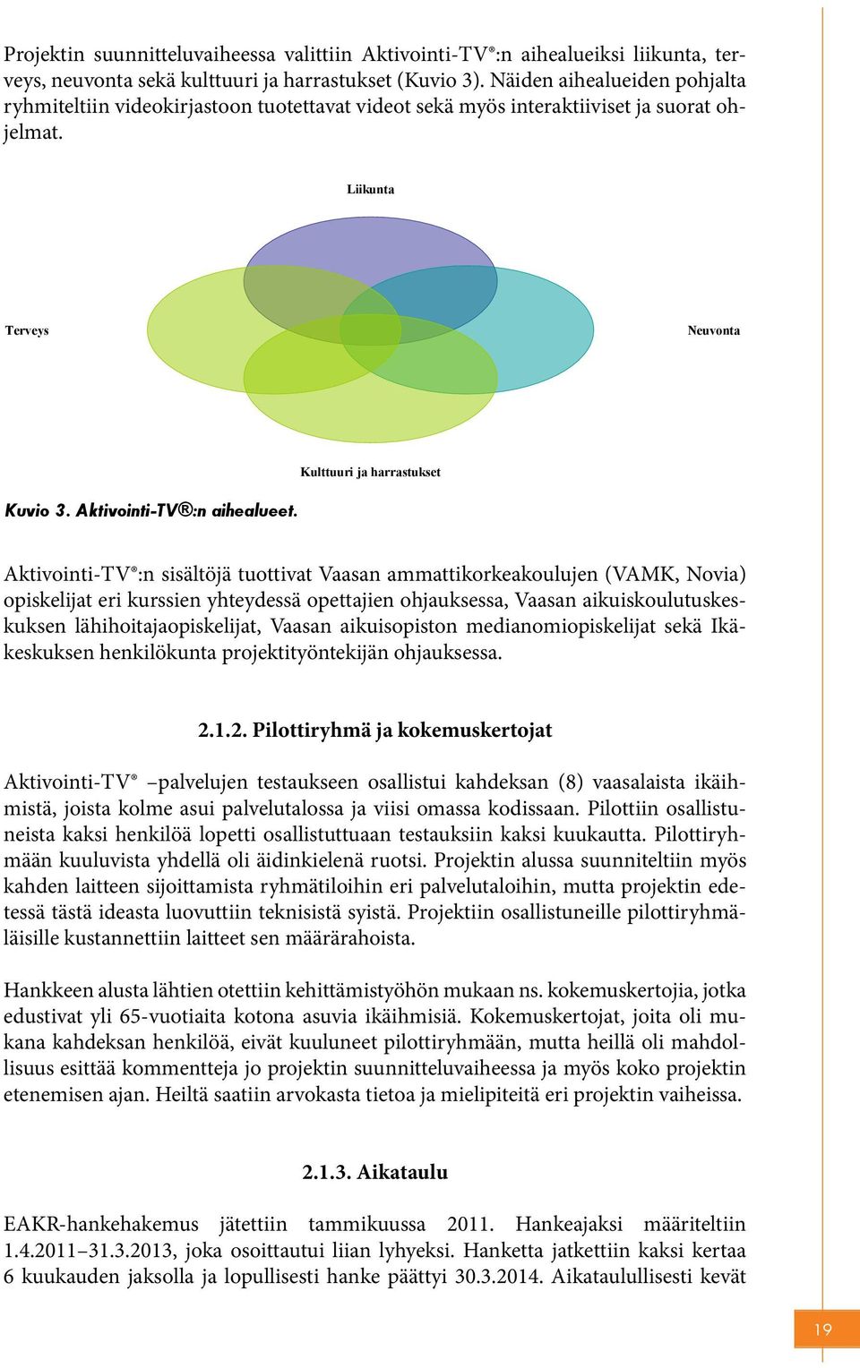 Aktivointi-TV :n aihealueet.