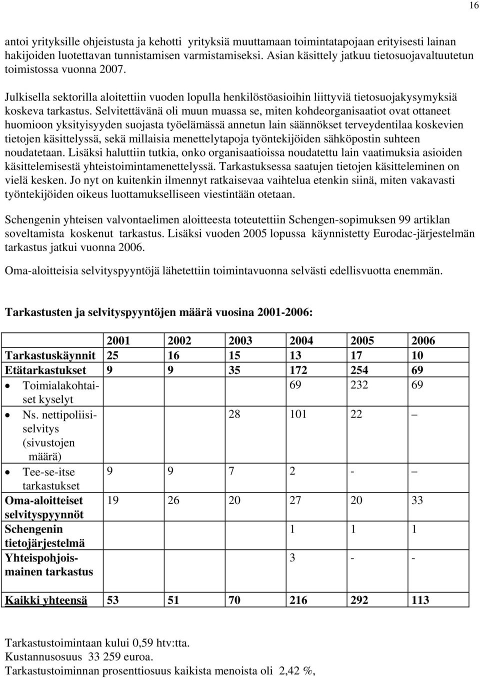 Selv itettävänä oli muun mu assa se, miten kohdeorganisaatiot ovat ottaneet huomioon yksityisyyden suojasta työelämässä annetun lain säännökset terveydentilaa koskevien tietojen käsittelyssä, sekä