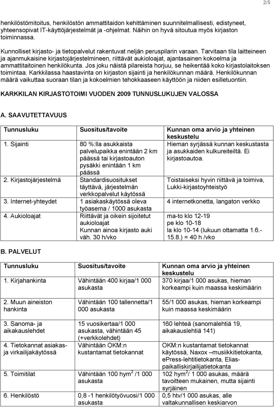 Tarvitaan tila laitteineen ja ajanmukaisine kirjastojärjestelmineen, riittävät aukioloajat, ajantasainen kokoelma ja ammattitaitoinen henkilökunta.