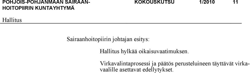 Virkavalintaprosessi ja päätös