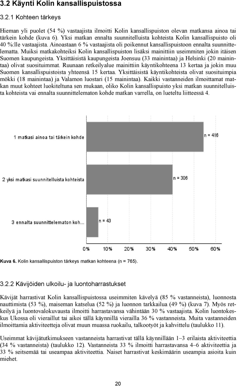 Muiksi matkakohteiksi Kolin kansallispuiston lisäksi mainittiin useimmiten jokin itäisen Suomen kaupungeista.