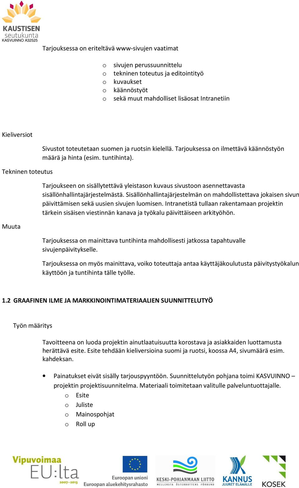 Tarjukseen n sisällytettävä yleistasn kuvaus sivustn asennettavasta sisällönhallintajärjestelmästä.