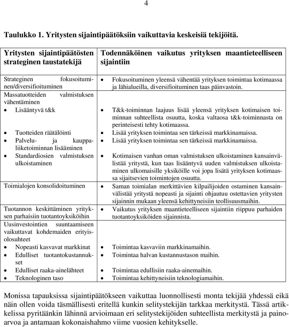 vähentäminen Lisääntyvä t&k Tuotteiden räätälöinti Palvelu- ja kauppaliiketoiminnan lisääminen Standardiosien valmistuksen ulkoistaminen Fokusoituminen yleensä vähentää yrityksen toimintaa kotimaassa