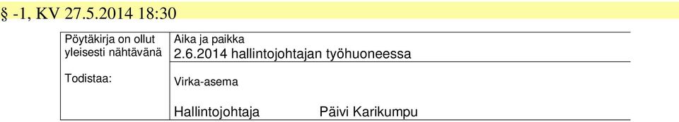 nähtävänä Aika ja paikka 2.6.