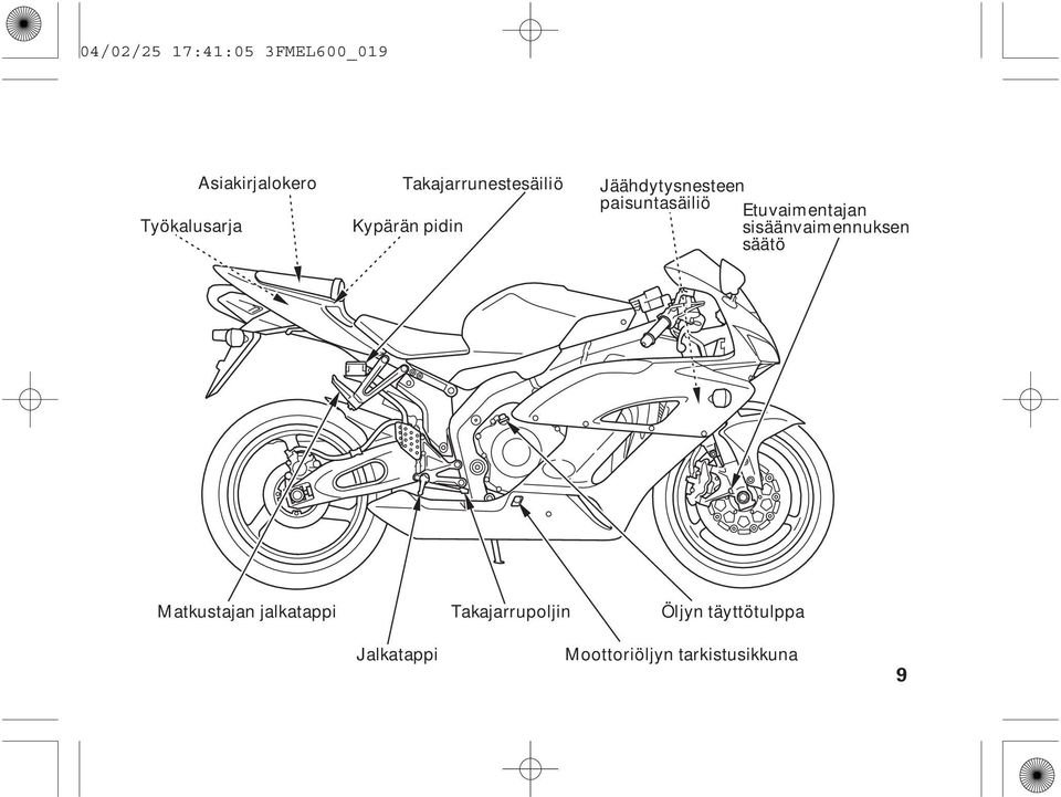 Etuvaimentajan sisäänvaimennuksen säätö Matkustajan jalkatappi