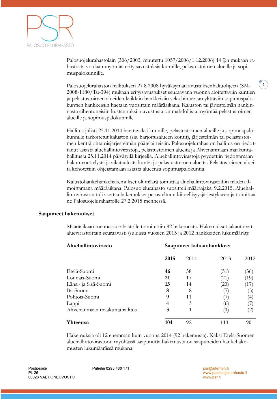 2008 hyväksymän avustuksenhakuohjeen (SM- 2008-1180/Tu-394) mukaan erityisavustukset seuraavana vuonna aloitettaviin kuntien ja pelastustoimen alueiden kaikkiin hankkeisiin sekä hintarajan ylittäviin