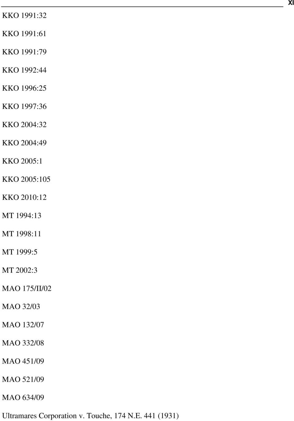 1998:11 MT 1999:5 MT 2002:3 MAO 175/II/02 MAO 32/03 MAO 132/07 MAO 332/08 MAO