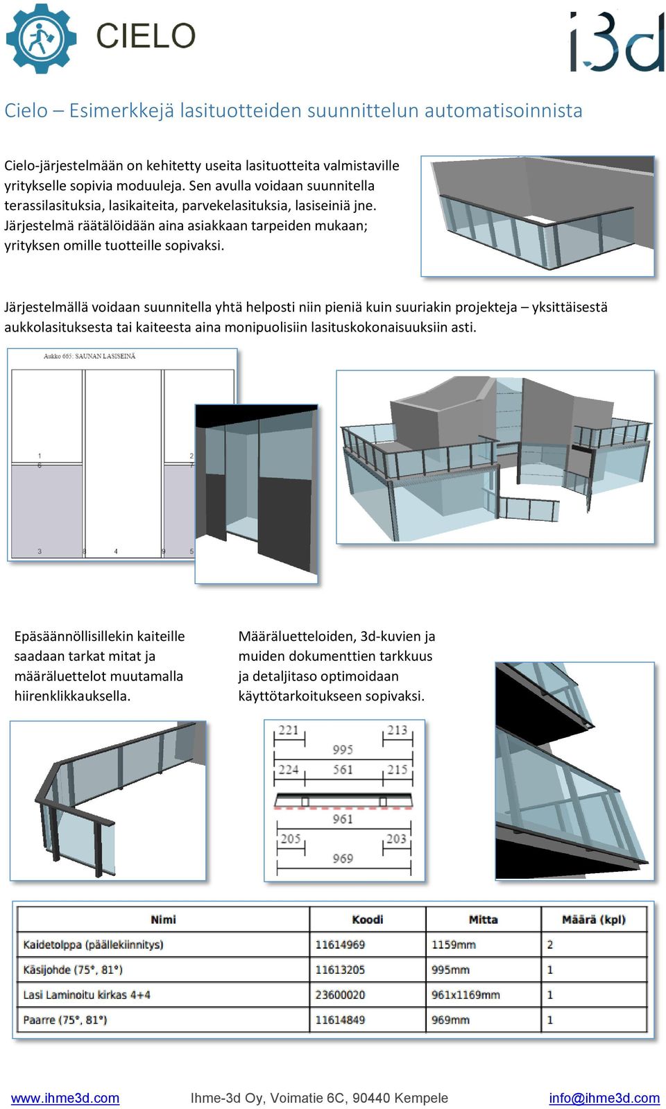 Järjestelmä räätälöidään aina asiakkaan tarpeiden mukaan; yrityksen omille tuotteille sopivaksi.