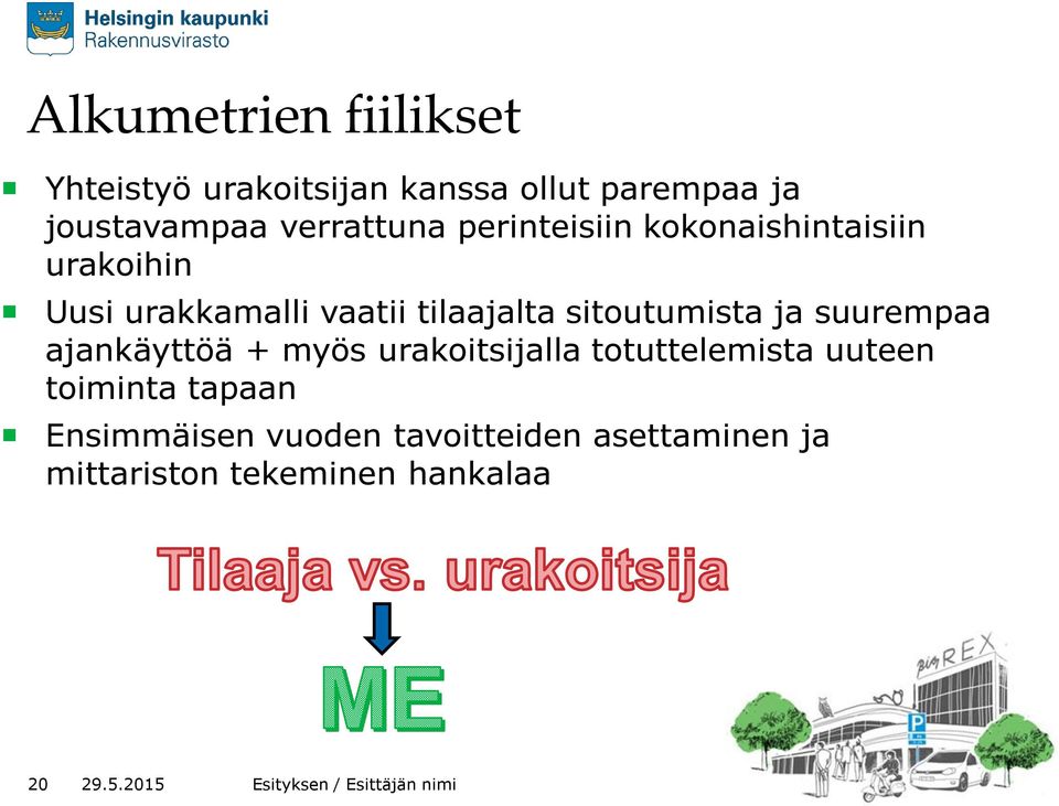 suurempaa ajankäyttöä + myös urakoitsijalla totuttelemista uuteen toiminta tapaan Ensimmäisen