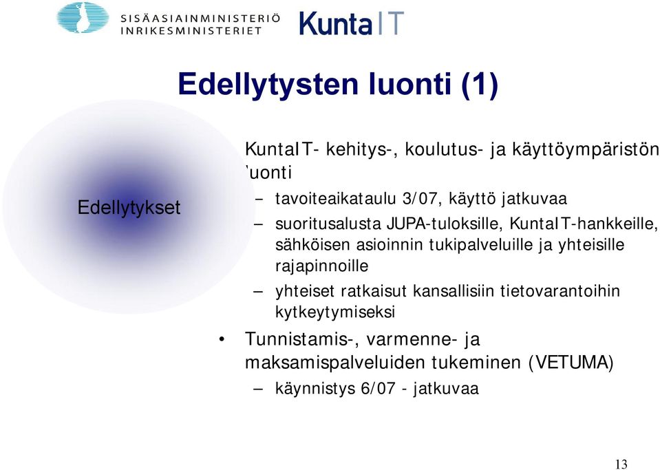 asioinnin tukipalveluille ja yhteisille rajapinnoille yhteiset ratkaisut kansallisiin