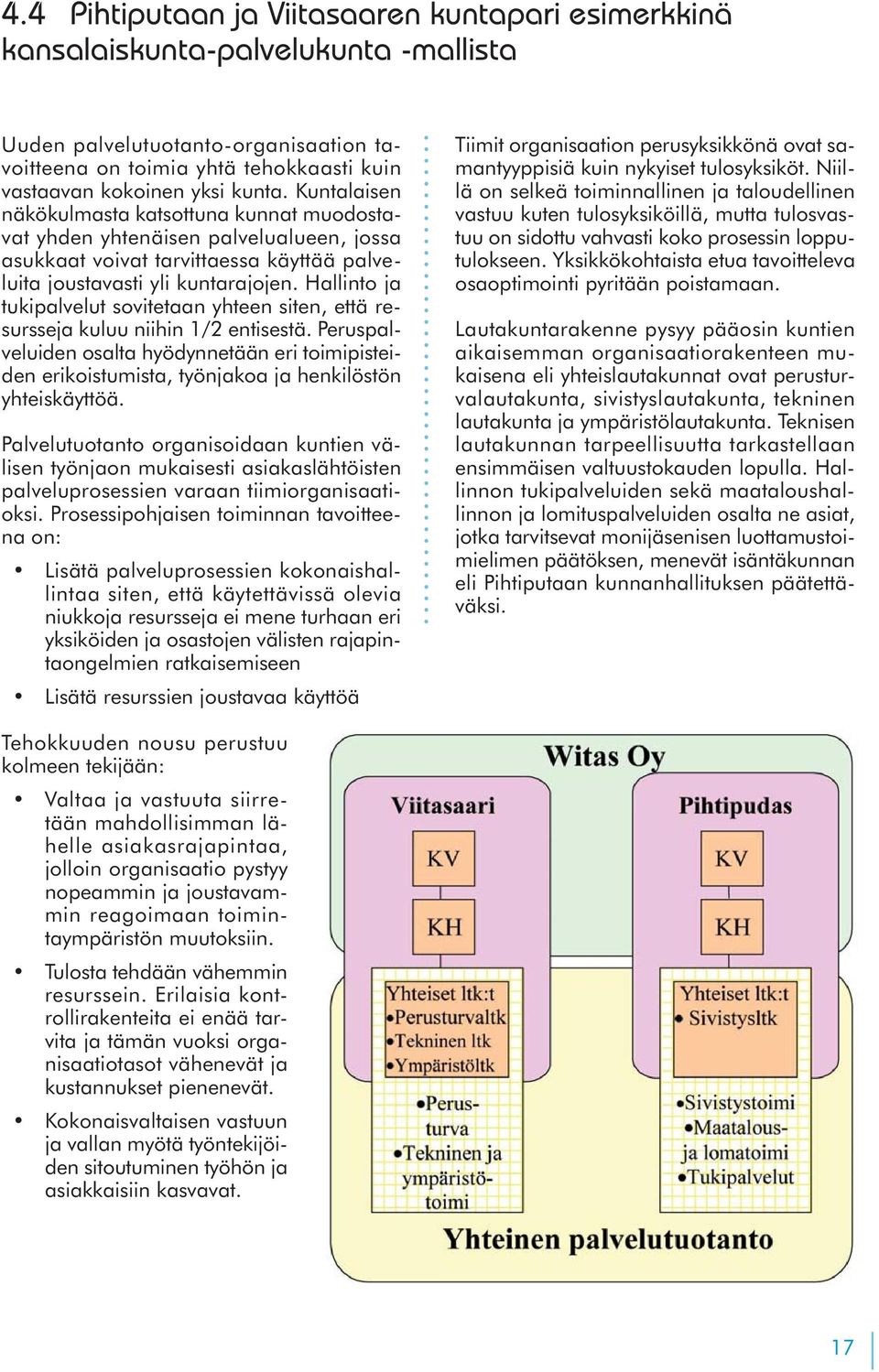 Hallinto ja tukipalvelut sovitetaan yhteen siten, että resursseja kuluu niihin 1/2 entisestä.