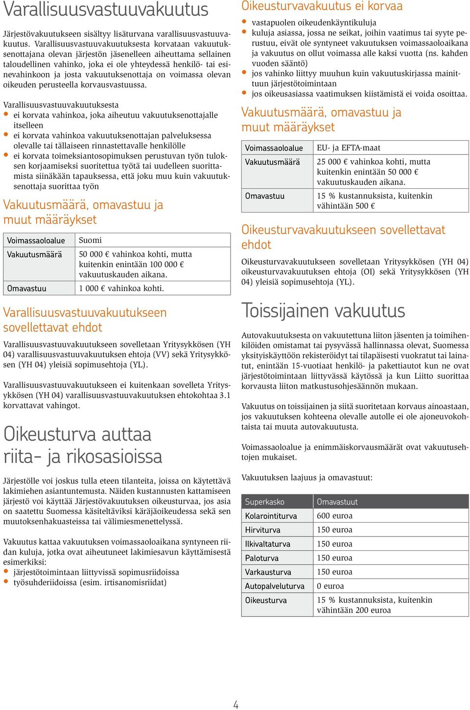 vakuutuksenottaja on voimassa olevan oikeuden perusteella korvausvastuussa.