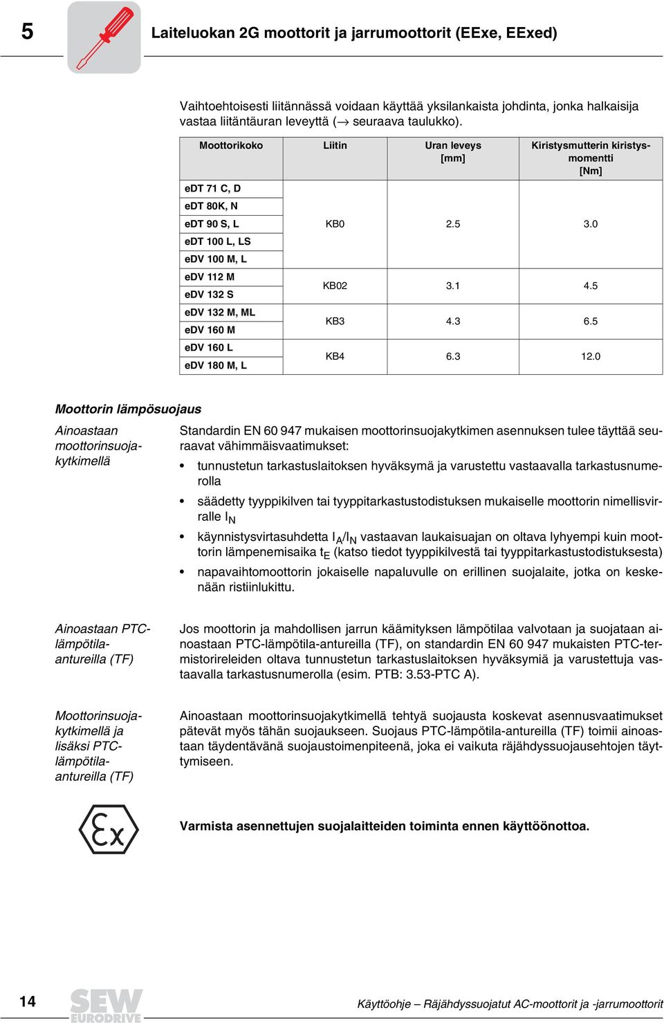 [Nm] KB0 2.5 3.0 KB02 3.1.5 KB3.3 6.5 KB 6.3 12.