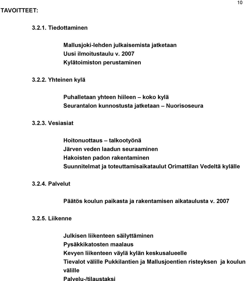 Palvelut Päätös koulun paikasta ja rakentamisen aikataulusta v. 2007 3.2.5.