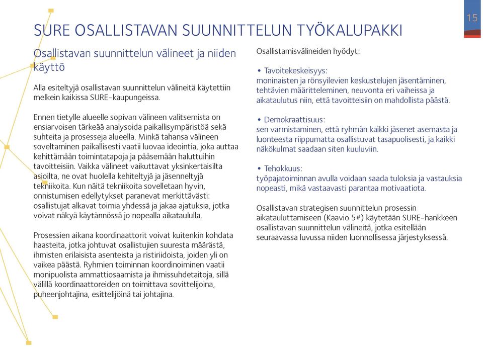 Minkä tahansa välineen soveltaminen paikallisesti vaatii luovaa ideointia, joka auttaa kehittämään toimintatapoja ja pääsemään haluttuihin tavoitteisiin.