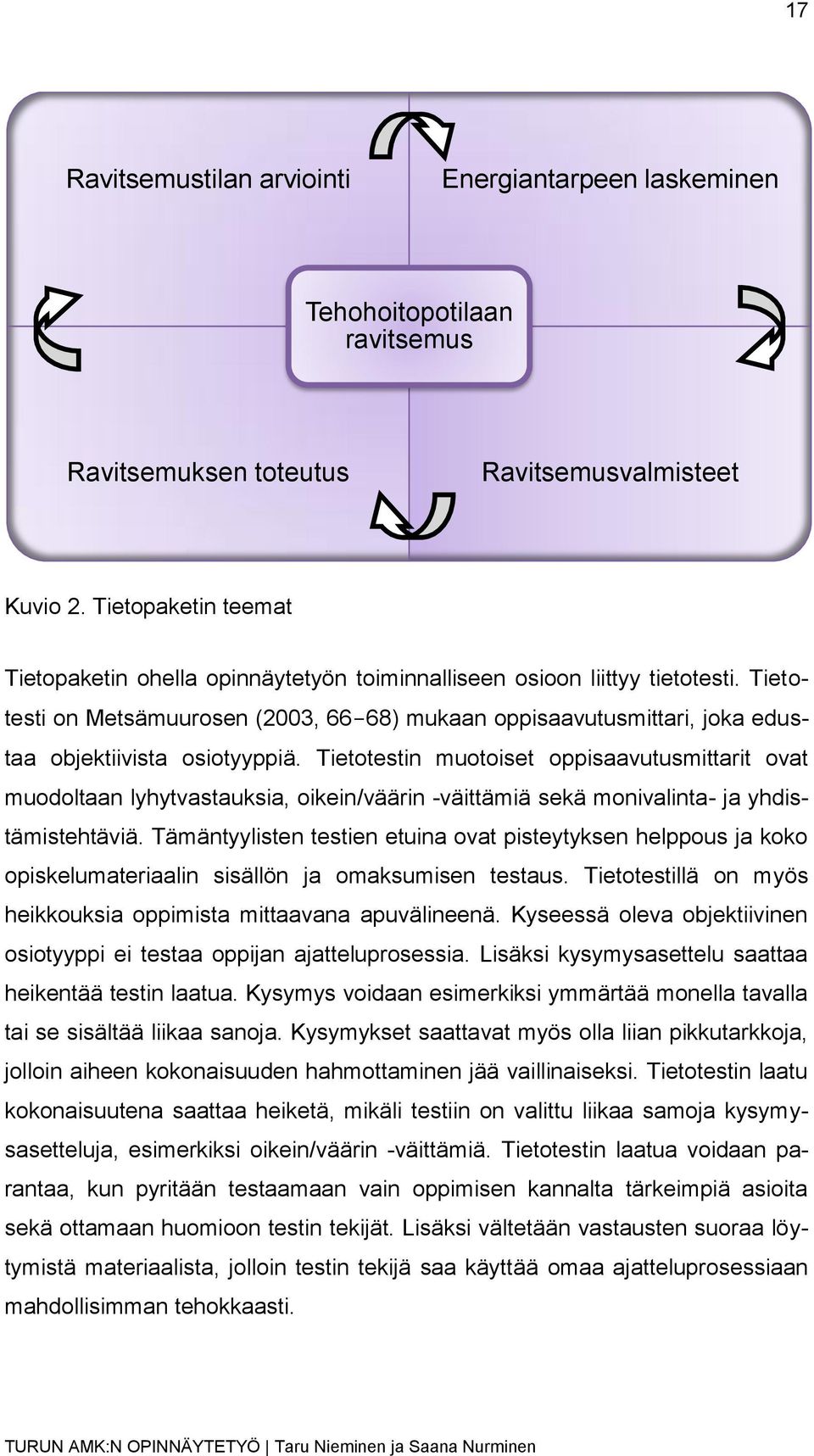 Tietotesti on Metsämuurosen (2003, 66 68) mukaan oppisaavutusmittari, joka edustaa objektiivista osiotyyppiä.