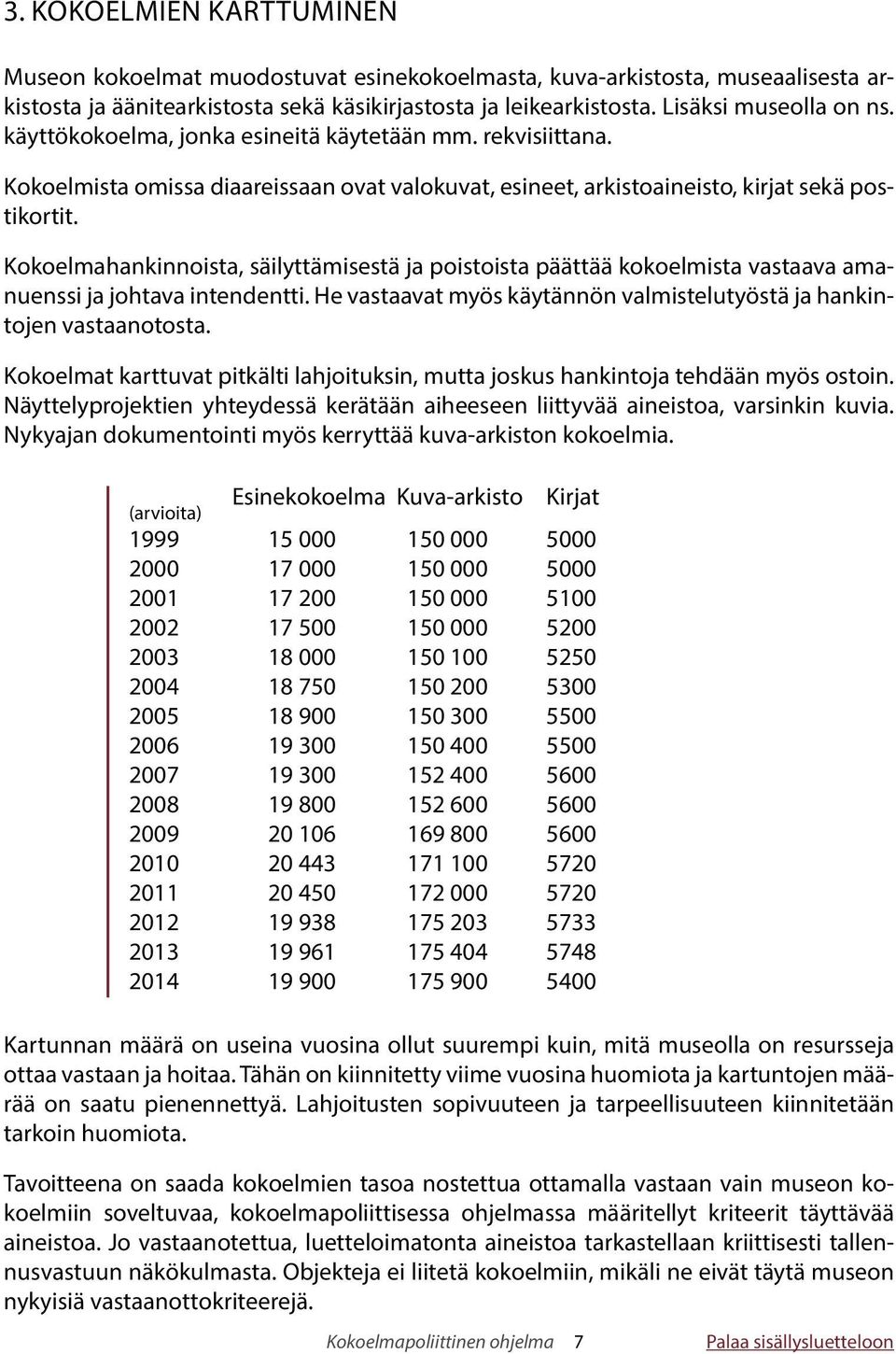 Kokoelmahankinnoista, säilyttämisestä ja poistoista päättää kokoelmista vastaava amanuenssi ja johtava intendentti. He vastaavat myös käytännön valmistelutyöstä ja hankintojen vastaanotosta.