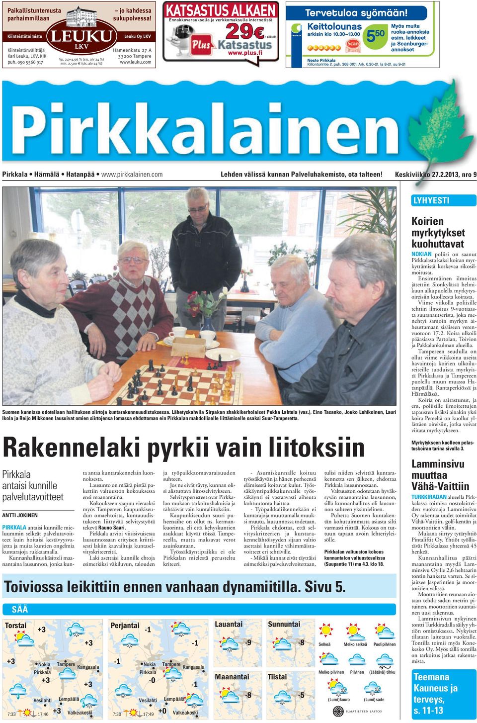 Lähetyskahvila Sirpakan shakkikerholaiset Pekka Lahtela (vas.