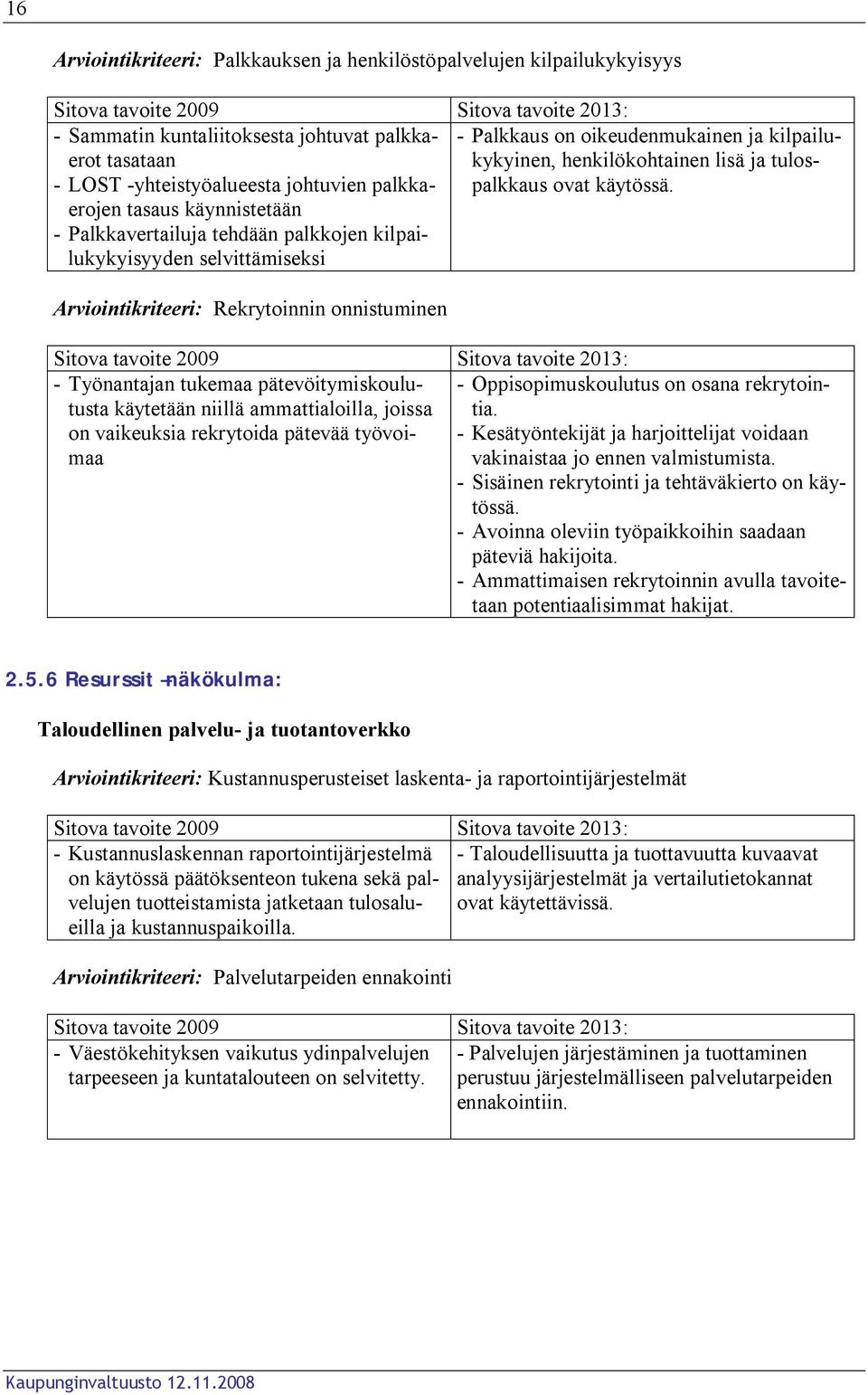 - Palkkavertailuja tehdään palkkojen kilpailukykyisyyden selvittämiseksi Arviointikriteeri: Rekrytoinnin onnistuminen - Työnantajan tukemaa pätevöitymiskoulutusta käytetään niillä ammattialoilla,