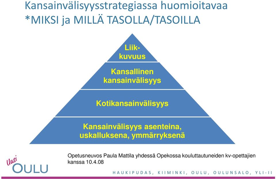 Kotikansainvälisyys Kansainvälisyys asenteina, uskalluksena,