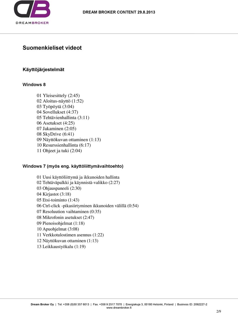 käyttöliittymävaihtoehto) 01 Uusi käyttöliittymä ja ikkunoiden hallinta 02 Tehtäväpalkki ja käynnistä-valikko (2:27) 03 Ohjauspaneeli (2:30) 04 Kirjastot (3:18) 05 Etsi-toiminto (1:43) 06