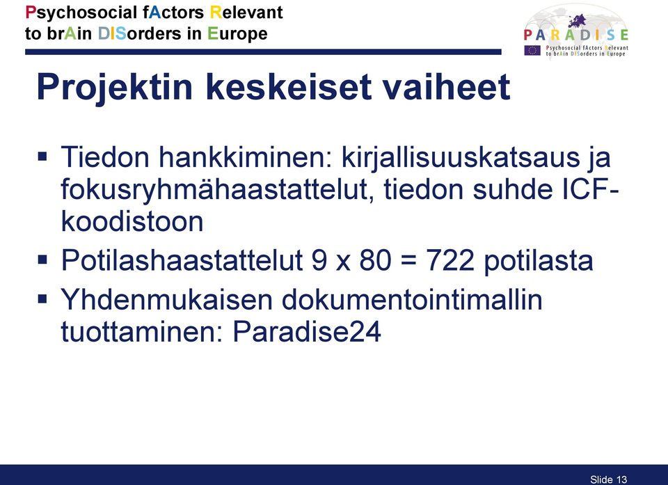 suhde ICFkoodistoon Potilashaastattelut 9 x 80 = 722