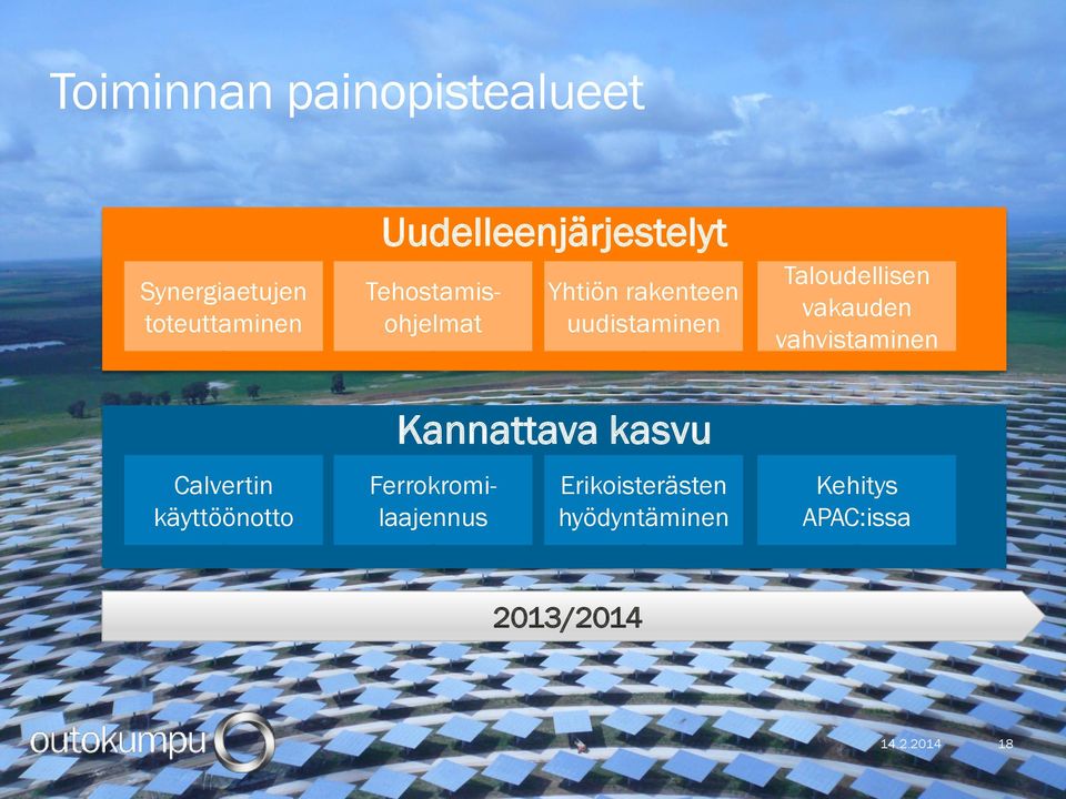 Ferrokromilaajennus Yhtiön rakenteen uudistaminen Erikoisterästen