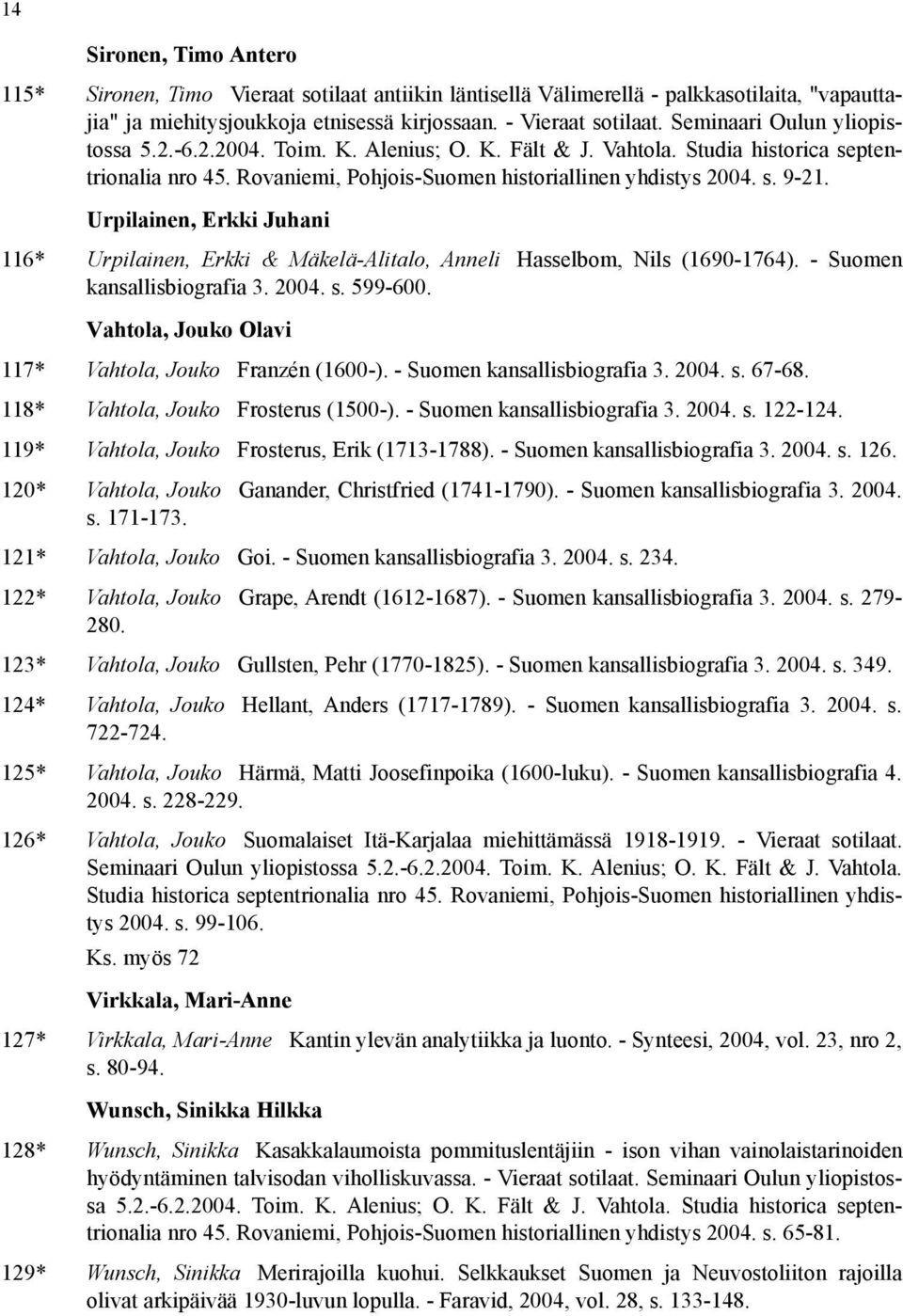 Urpilainen, Erkki Juhani 116* Urpilainen, Erkki & Mäkelä-Alitalo, Anneli Hasselbom, Nils (1690-1764). - Suomen kansallisbiografia 3. 2004. s. 599-600.