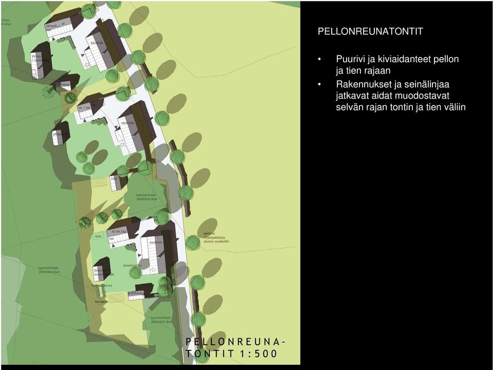 Rakennukset ja seinälinjaa jatkavat