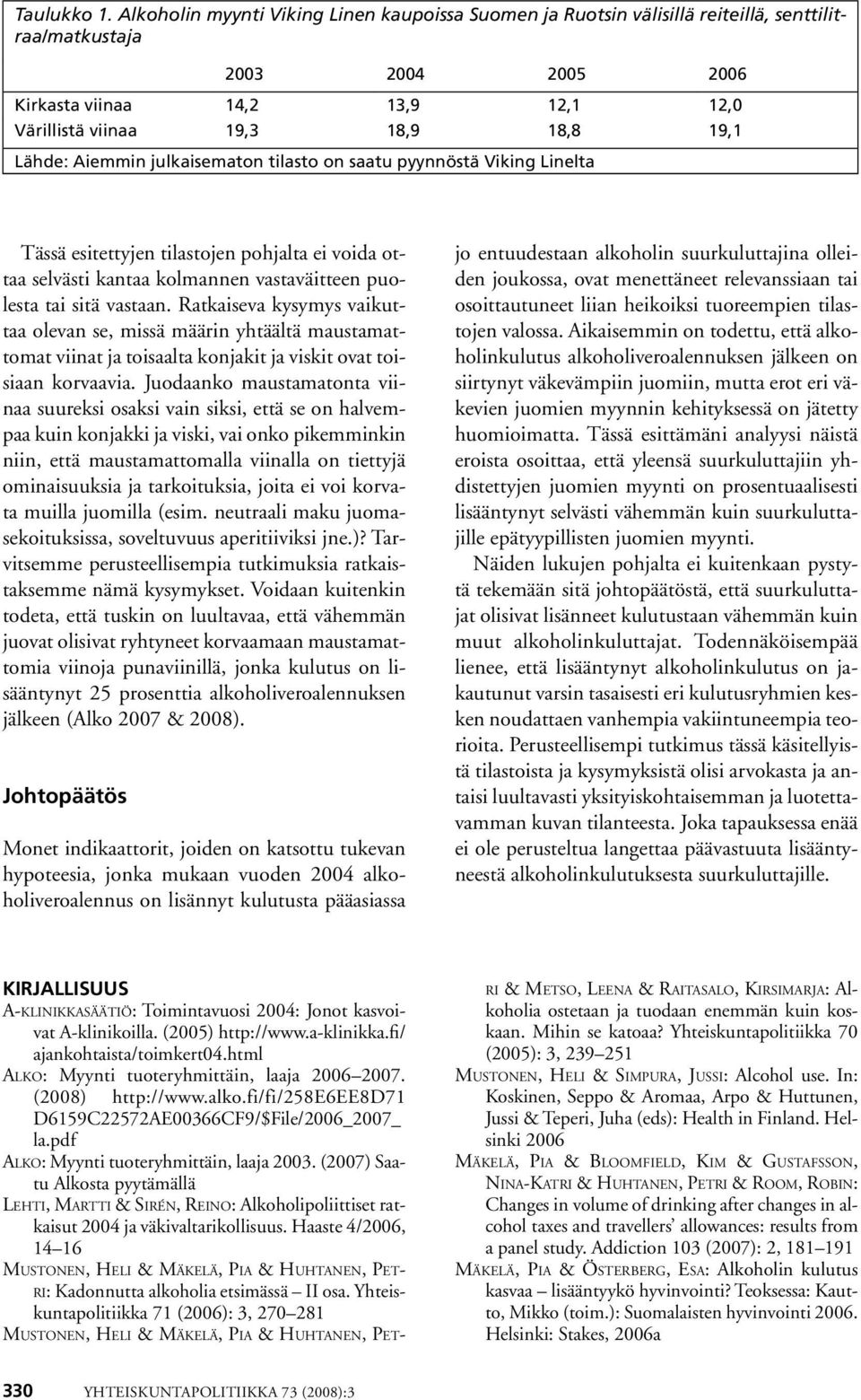 Lähde: Aiemmin julkaisematon tilasto on saatu pyynnöstä Viking Linelta Tässä esitettyjen tilastojen pohjalta ei voida ottaa selvästi kantaa kolmannen vastaväitteen puolesta tai sitä vastaan.