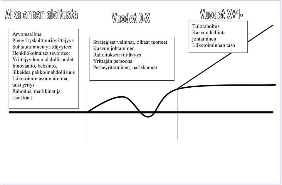 uusi yritys Rahoitus, markkinat ja asiakkaat Strategiset valinnat, oikeat tuotteet Kasvun johtaminen