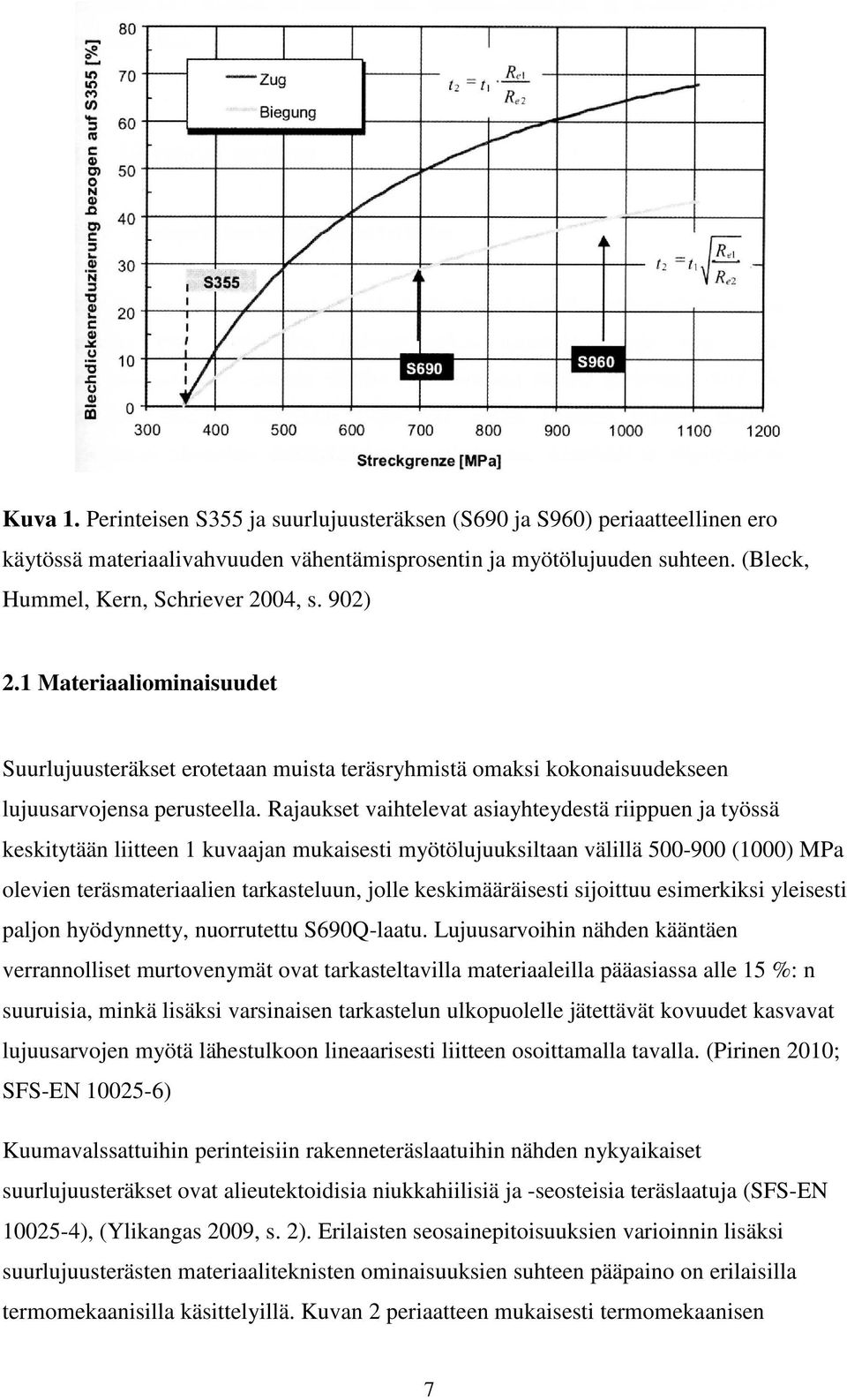 Rajaukset vaihtelevat asiayhteydestä riippuen ja työssä keskitytään liitteen 1 kuvaajan mukaisesti myötölujuuksiltaan välillä 500-900 (1000) MPa olevien teräsmateriaalien tarkasteluun, jolle