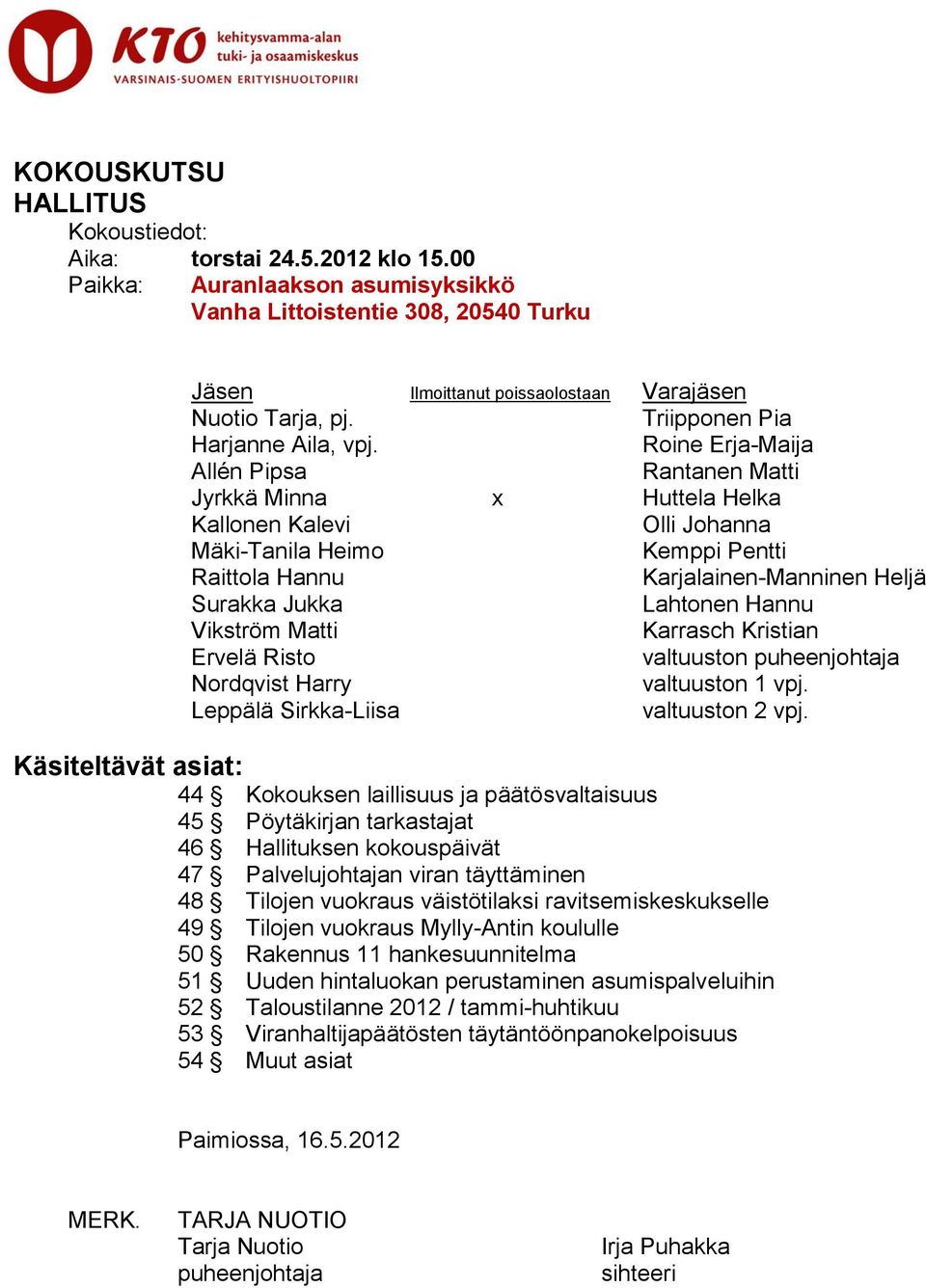 Roine Erja-Maija Allén Pipsa Rantanen Matti Jyrkkä Minna x Huttela Helka Kallonen Kalevi Olli Johanna Mäki-Tanila Heimo Kemppi Pentti Raittola Hannu Karjalainen-Manninen Heljä Surakka Jukka Lahtonen