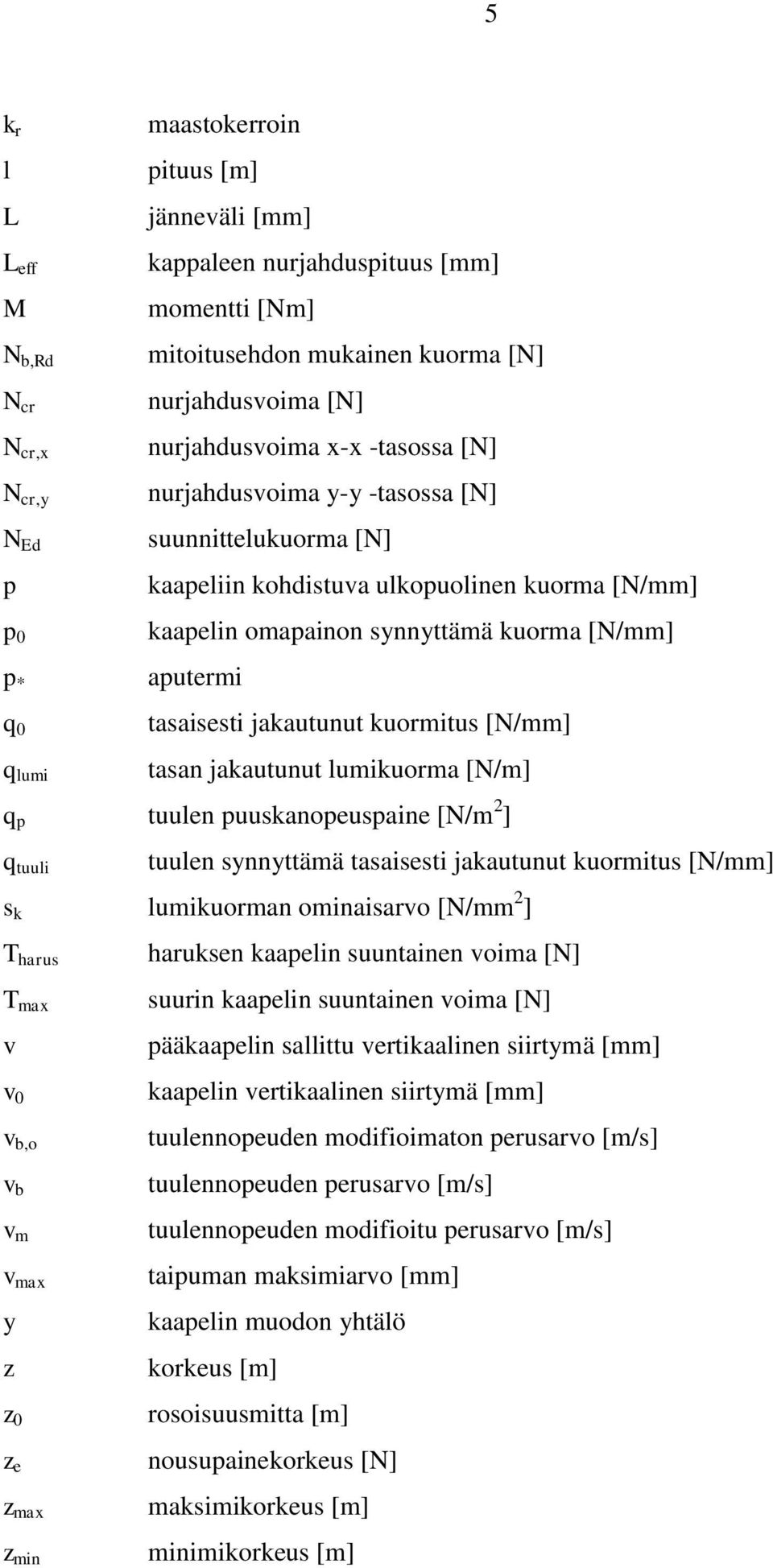 aputermi tasaisesti jakautunut kuormitus [N/mm] tasan jakautunut lumikuorma [N/m] q p tuulen puuskanopeuspaine [N/m 2 ] q tuuli tuulen synnyttämä tasaisesti jakautunut kuormitus [N/mm] s k