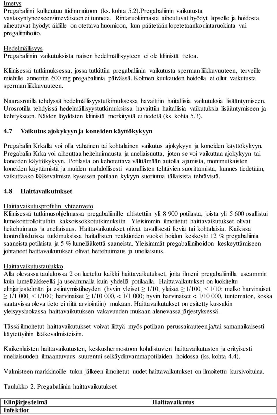 Hedelmällisyys Pregabaliinin vaikutuksista naisen hedelmällisyyteen ei ole kliinistä tietoa.