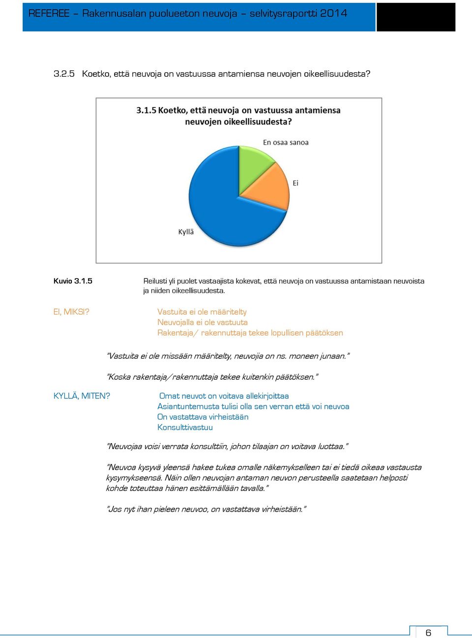 Vastuita ei ole määritelty Neuvojalla ei ole vastuuta Rakentaja/ rakennuttaja tekee lopullisen päätöksen Vastuita ei ole missään määritelty, neuvojia on ns. moneen junaan.