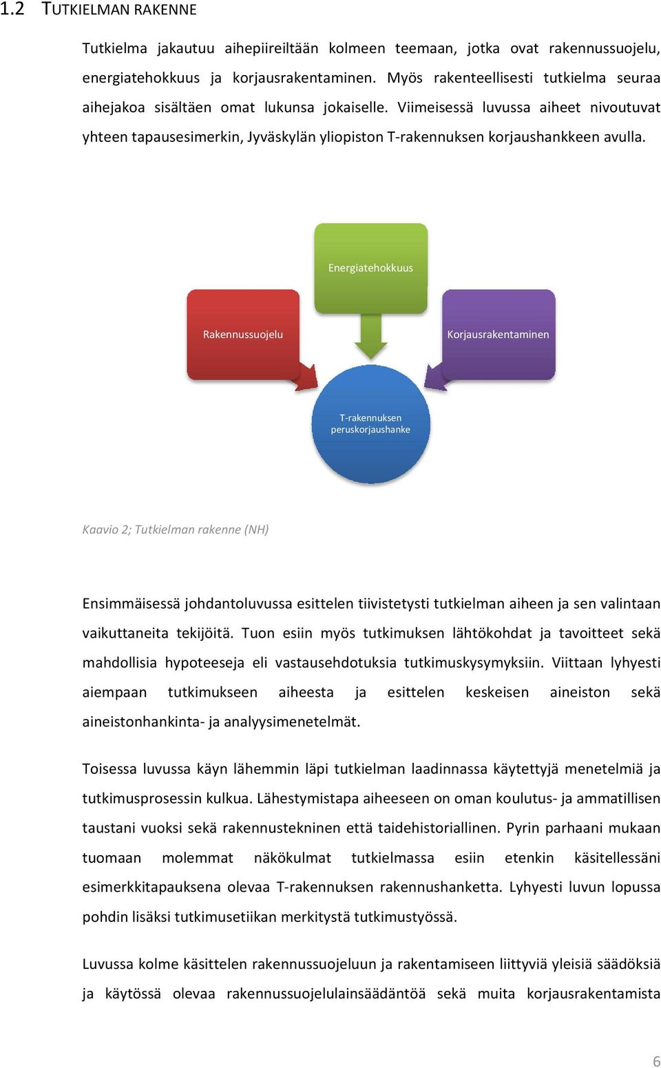 Viimeisessä luvussa aiheet nivoutuvat yhteen tapausesimerkin, Jyväskylän yliopiston T rakennuksen korjaushankkeen avulla.