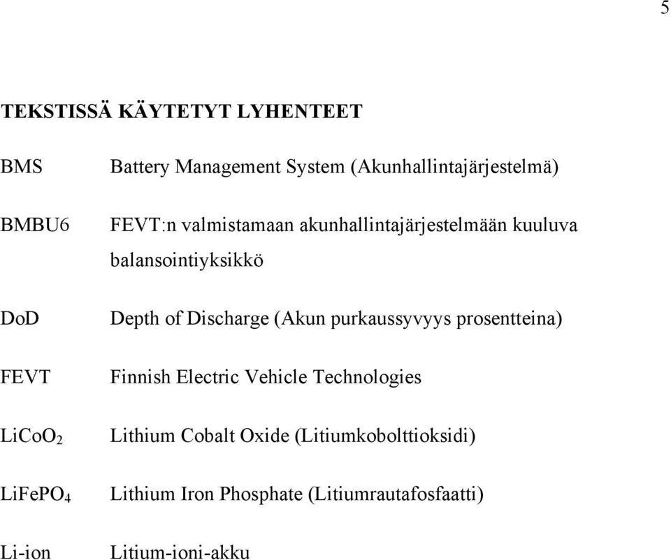 balansointiyksikkö Depth of Discharge (Akun purkaussyvyys prosentteina) Finnish Electric Vehicle