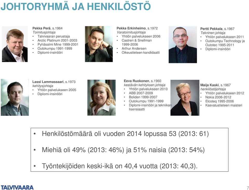 1967 Tekninen johtaja Yhtiön palvelukseen 2011 Outokumpu Technology ja Outotec 1995-2011 Diplomi-insinööri Lassi Lammassaari, s.