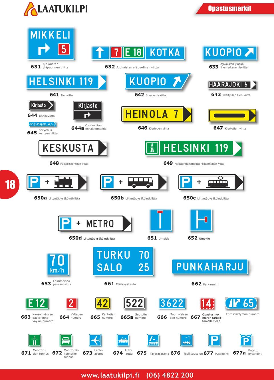 viitta 649 Moottoritien/moottoriliikennetien viitta 18 650a Liityntäpysäköintiviitta 650b Liityntäpysäköintiviitta 650c Liityntäpysäköintiviitta METRO 650d Liityntäpysäköintiviitta 651 Umpitie 652