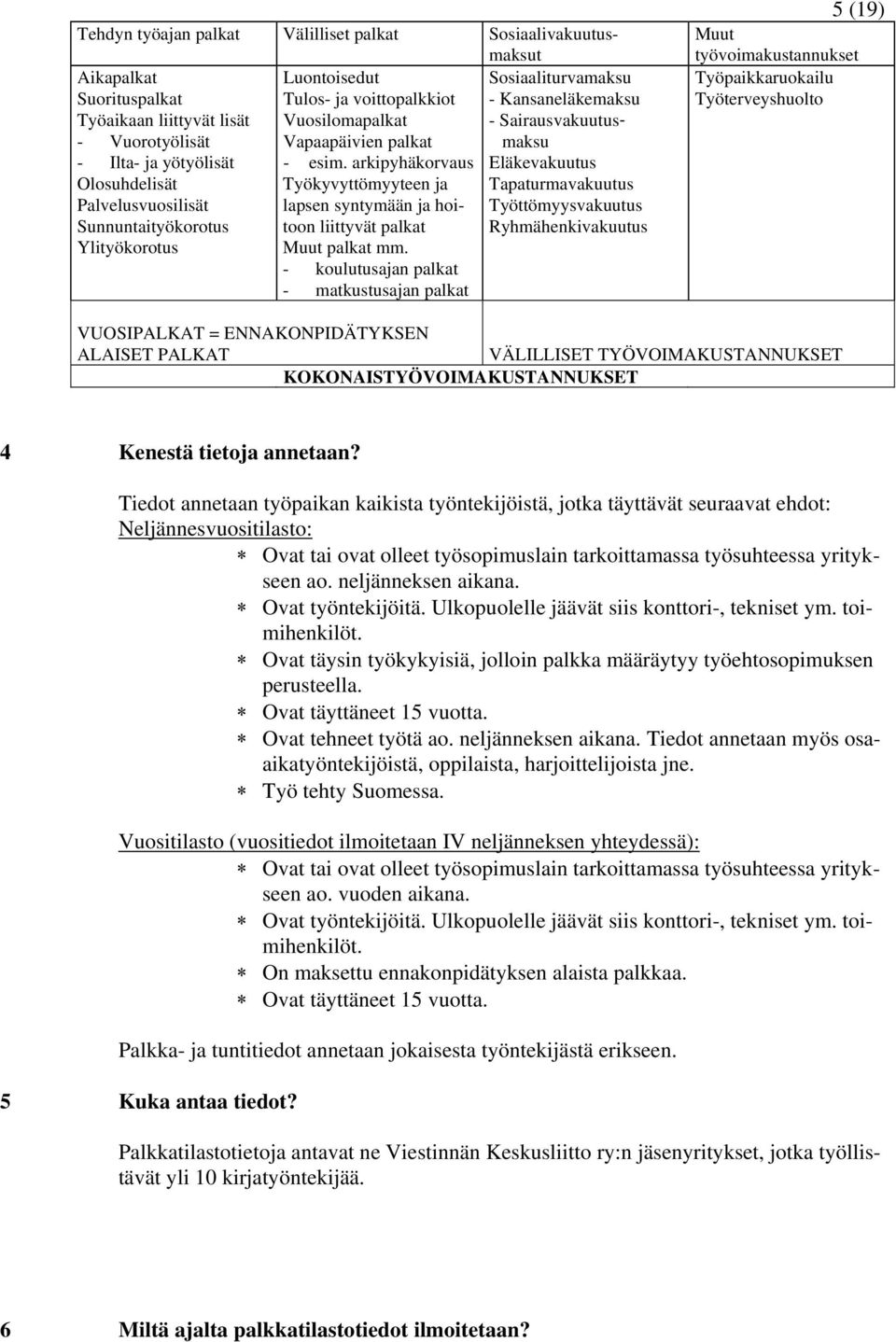 arkipyhäkorvaus Eläkevakuutus Olosuhdelisät Työkyvyttömyyteen ja Tapaturmavakuutus Palvelusvuosilisät lapsen syntymään ja hoitoon Työttömyysvakuutus Sunnuntaityökorotus liittyvät palkat