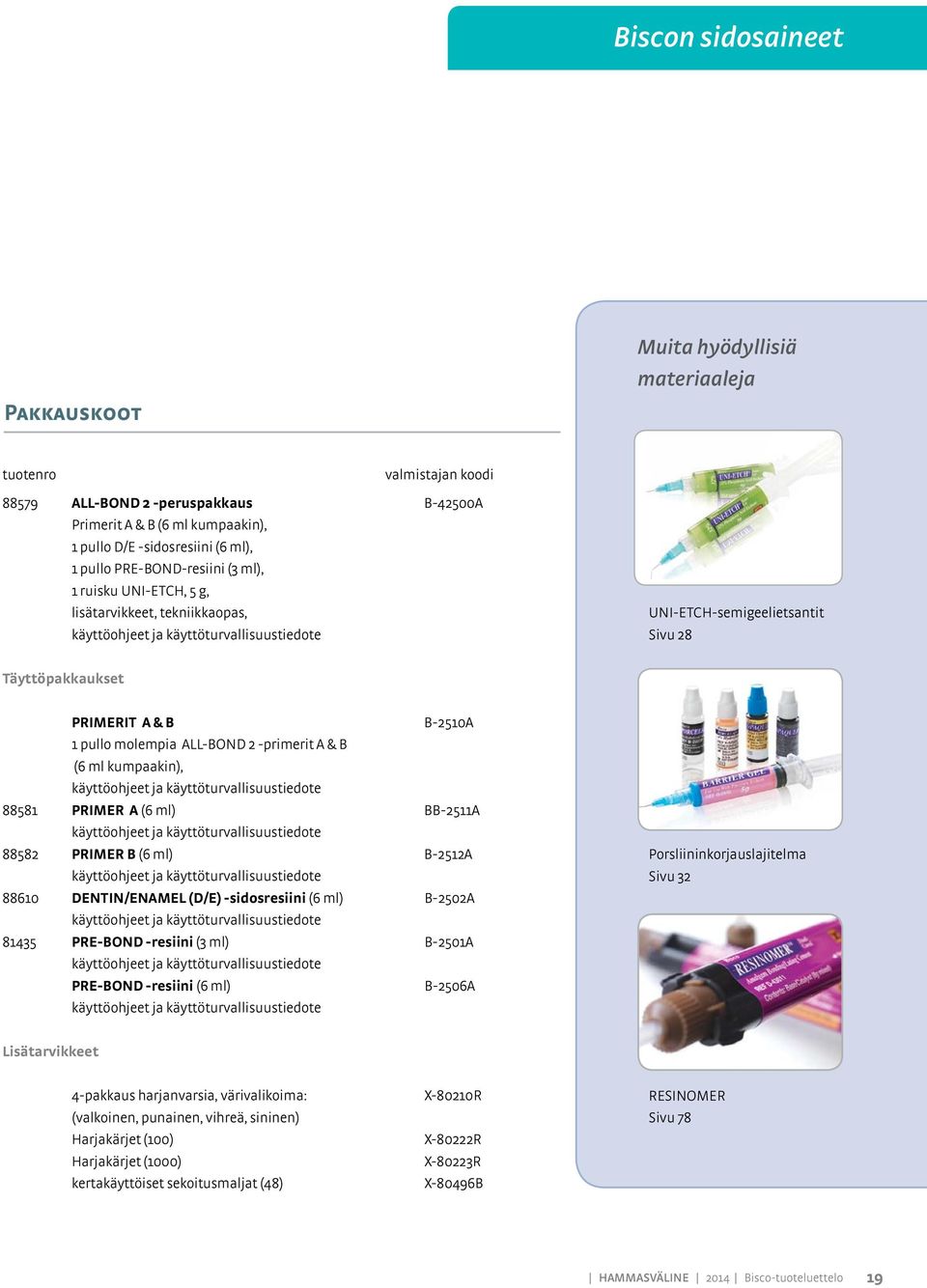 pullo molempia ALL-BOND 2 -primerit A & B (6 ml kumpaakin), käyttöohjeet ja käyttöturvallisuustiedote 88581 PRIMER A (6 ml) BB-2511A käyttöohjeet ja käyttöturvallisuustiedote 88582 PRIMER B (6 ml)