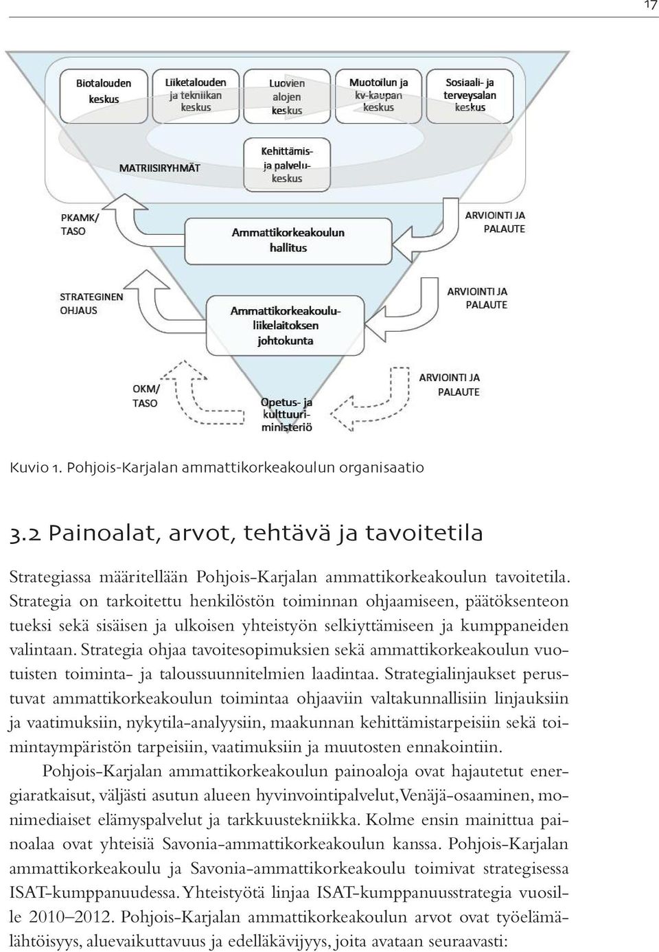 Strategia ohjaa tavoitesopimuksien sekä ammattikorkeakoulun vuotuisten toiminta- ja taloussuunnitelmien laadintaa.