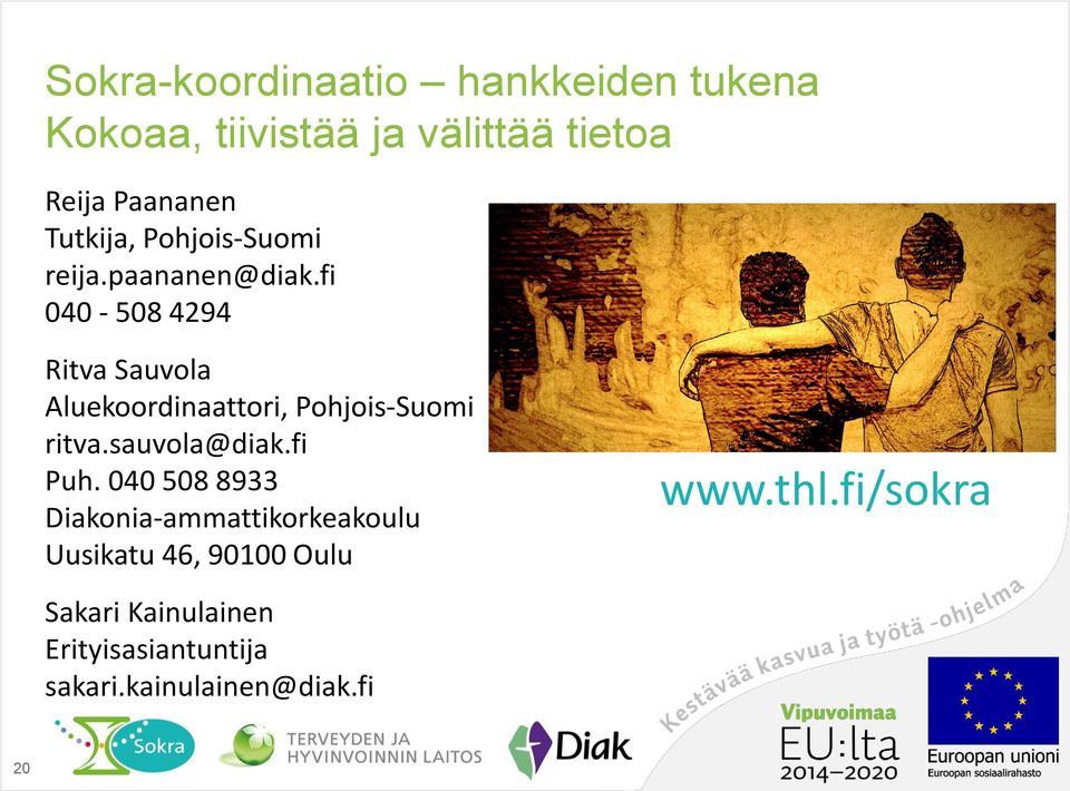 fi 040-508 4294 Ritva Sauvola Aluekoordinaattori, Pohjois-Suomi ritva.sauvola@diak.fi Puh.