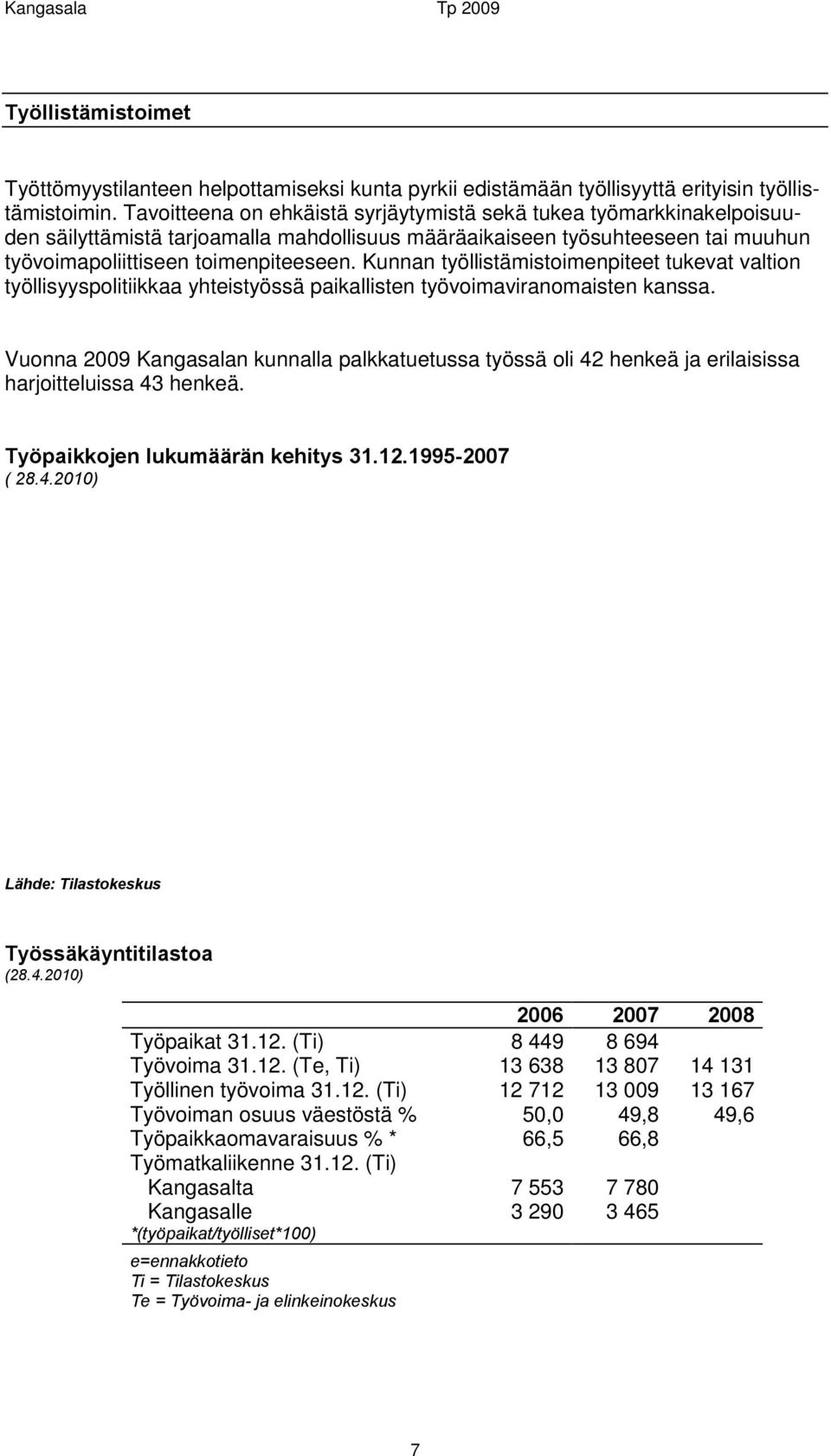 Kunnan työllistämistoimenpiteet tukevat valtion työllisyyspolitiikkaa yhteistyössä paikallisten työvoimaviranomaisten kanssa.