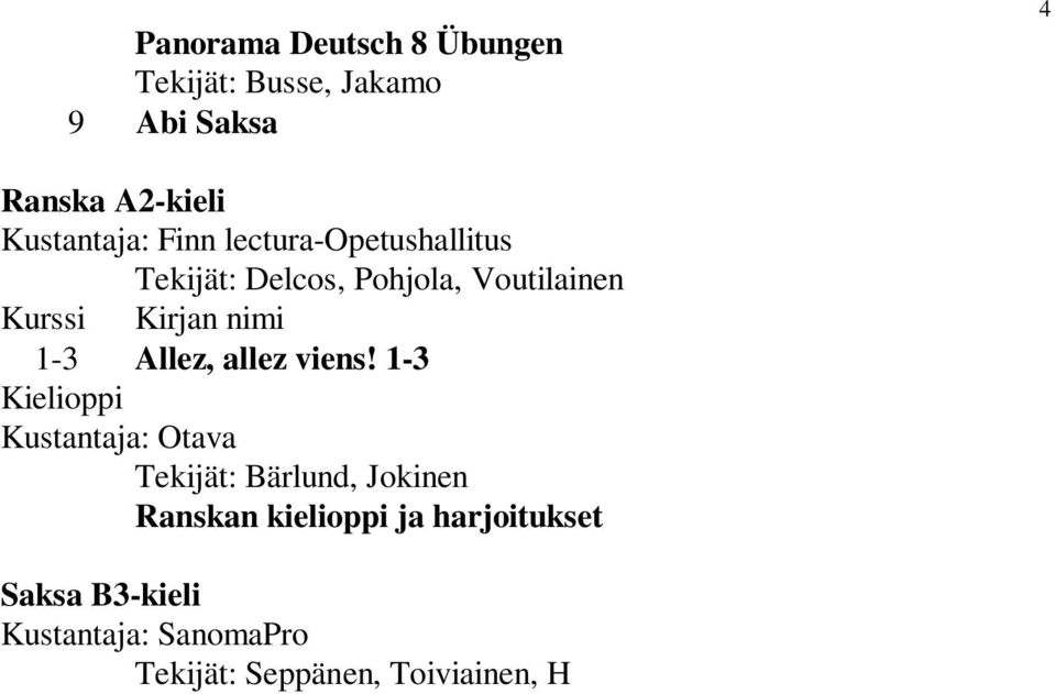 Liljeberg-Thronicke, Sairanen, Tiala 3 Gute Idee! 1 Tekijät: Dahlmann, Halsti, Liljeberg-Thronicke, Sairanen, Tiala Gute Idee! 2 4 Gute Idee!