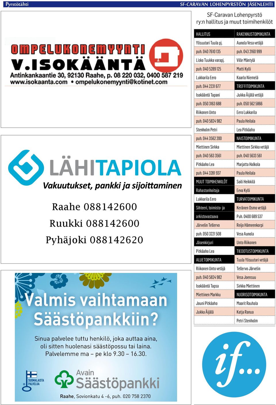 043 2160 999 Lisko Tuukka varapj. puh. 040 5289 125 Lukkarila Eero puh. 044 2231 677 Isokääntä Tapani Ville Mäntylä Matti Kylli Kaarlo Niemelä TREFFITOIMIKUNTA Jukka Äijälä vetäjä puh.