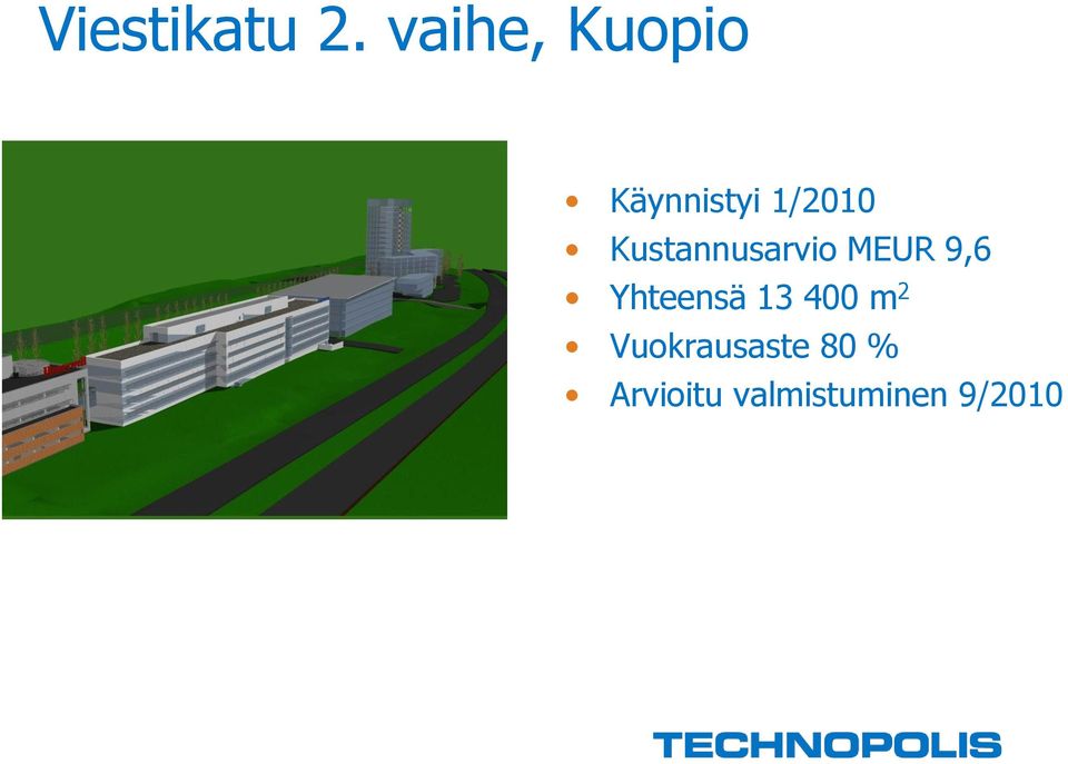 Kustannusarvio MEUR 9,6 Yhteensä